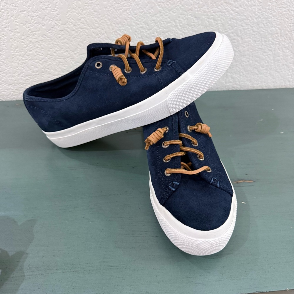 Sperry Top Sider Navy Suede Low Top Sneakers Women's 9.5 N STS80335